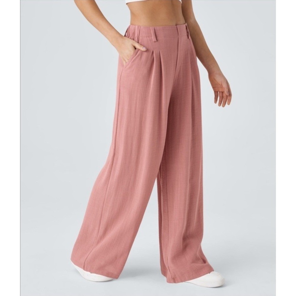 NWT Halara High Waisted Side Pocket Wide‎ Leg Palazzo Pants XS Petite Rosette - Picture 6 of 12